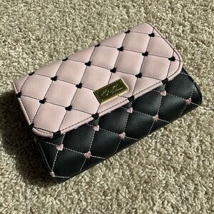 Betsey Johnson Pink and Black Quilted Clutch